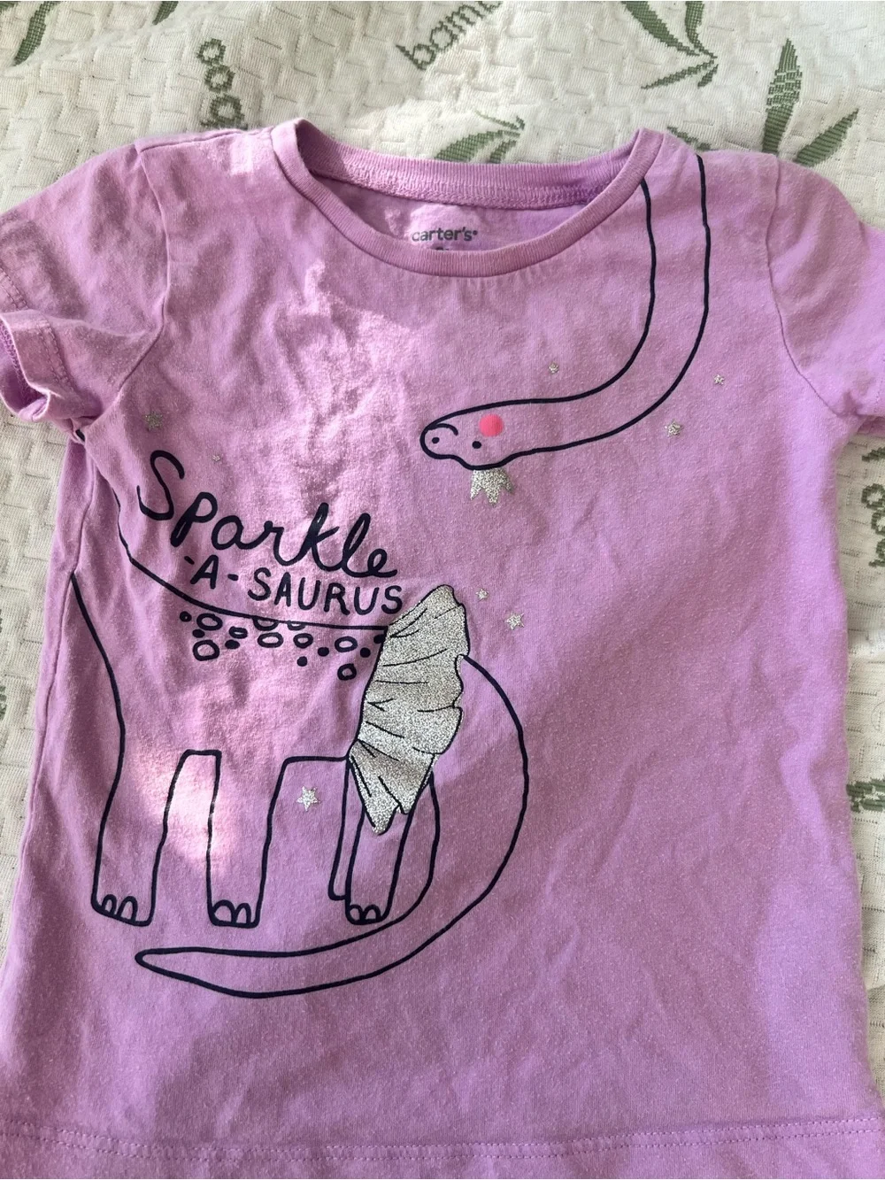 Carter's Lavender Sparkle-a-Saurus Short Sleeve Tee